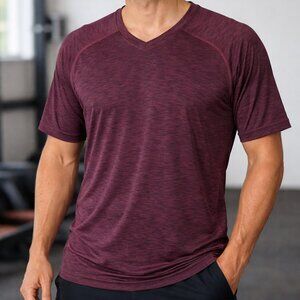 Men's Lululemon Burgundy Vent Tech Short Sleeve Shirt Size XL